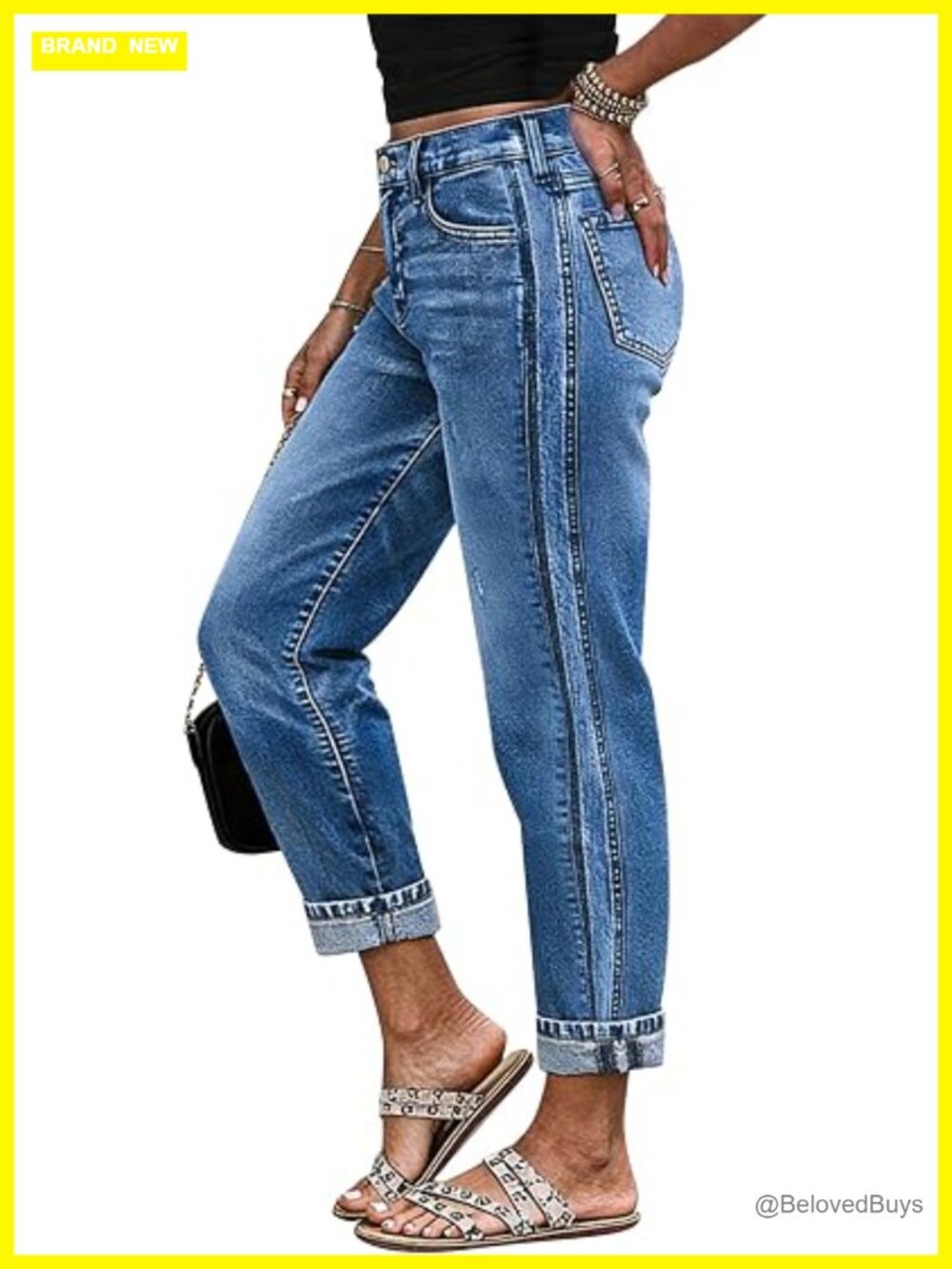 Mid Waist Straight Leg Jeans Women Ripped Loose Fit Barrel Crop Denim Pockets